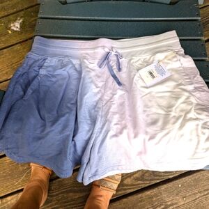 NWT Splendid Blue White variegated coloring Ctn modal pull on shorts Sz Lg